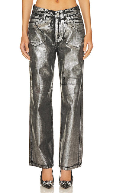 superdown Jessie Pant in Metallic Silver - superdown Pantalon Jessie en argent métallisé - 金属银色超羽 Jessie Pant - superdown Jessie Hose in Metallic-Silber - superdown Jessie 팬츠 - Pantaloni Jessie superdown in argento metallizzato