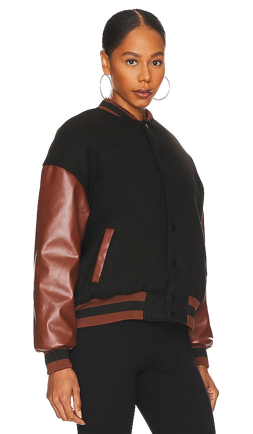 superdown Kai Varsity Jacket in Black
