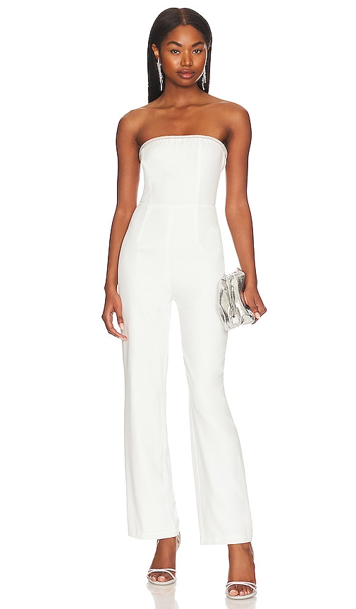 superdown Keke Strapless Jumpsuit in Ivory - superdown Combinaison sans bretelles Keke en ivoire - superdown Keke 象牙色无肩带连身裤 - Superdown Keke Trägerloser Overall in Elfenbein - superdown KEKE 스트랩리스 점프수트 색상 - Tuta senza spalline Keke superdown in avorio