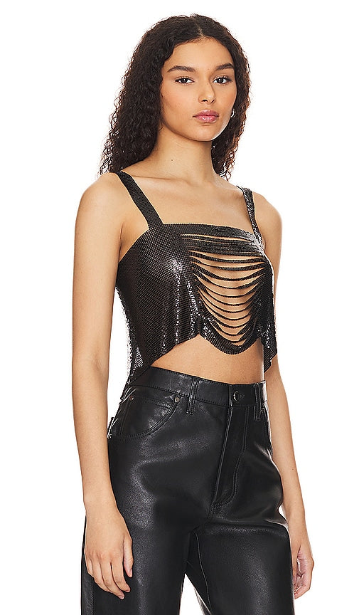 superdown Lacey Top in Black