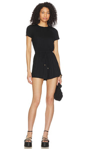 superdown Laney Drawstring Romper in Black