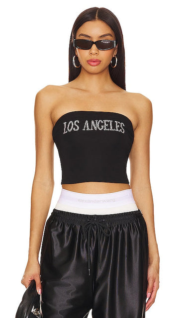 superdown Los Angeles Cropped Tube Top in Black - superdown - Los Angeles - Haut tube court - Noir - superdown 黑色洛杉矶短款抹胸上衣 - superdown „Los Angeles“ kurzes Röhrenoberteil in Schwarz - superdown Los Angeles 크롭 튜브탑 블랙 색상 - Top a tubo corto superdown Los Angeles in nero
