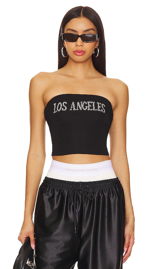 superdown Los Angeles Cropped Tube Top in Black - superdown - Los Angeles - Haut tube court - Noir - superdown 黑色洛杉矶短款抹胸上衣 - superdown „Los Angeles“ kurzes Röhrenoberteil in Schwarz - superdown Los Angeles 크롭 튜브탑 블랙 색상 - Top a tubo corto superdown Los Angeles in nero