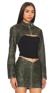 superdown Lupita Faux Leather Jacket in Olive