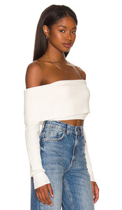superdown Lyla Crop Sweater in White