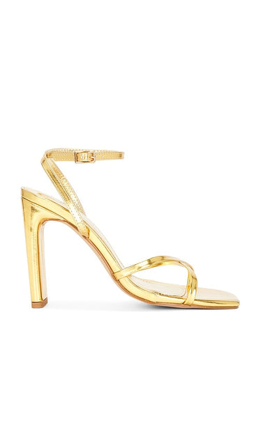 superdown Ora Heel in Metallic Gold | Gold Open Toe Heels for Women