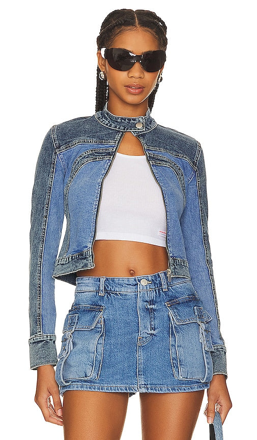 superdown Quinn Moto Jacket in Blue - superdown - Veste de moto Quinn en bleu - Superdown Quinn 蓝色机车夹克 - Superdown Quinn Motorradjacke in Blau - superdown Quinn 모토 재킷 - Giacca da moto superdown Quinn in blu