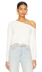 superdown Ravie One Shoulder Sweater in White - superdown - Pull asymétrique Ravie en blanc - superdown Ravie 白色一肩毛衣 - superdown Ravie One Shoulder Pullover in Weiß - superdown Ravie 원숄더 스웨터 화이트 색상 - Maglione monospalla Ravie superdown in bianco