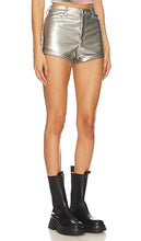 superdown Roxy Faux Leather Short in Metallic Silver