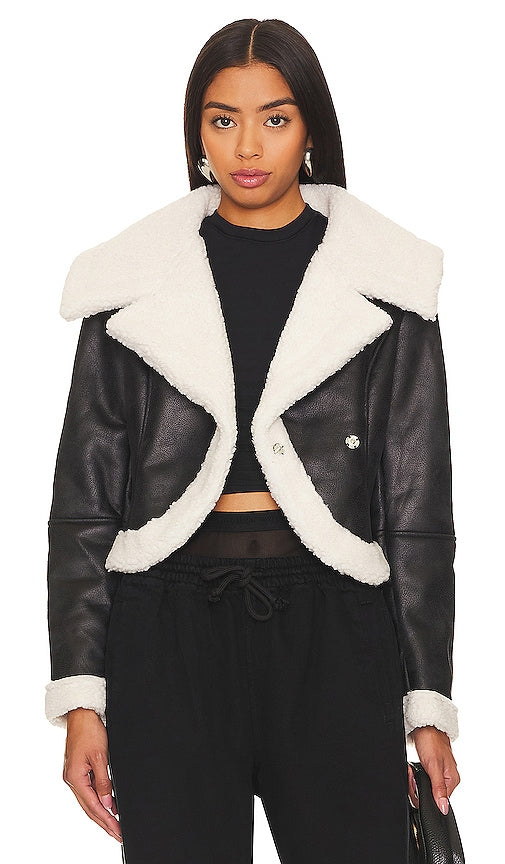 superdown Sierra Faux Fur Jacket in Black