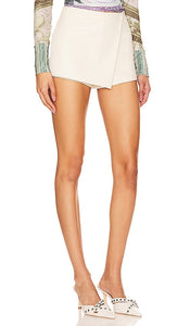 superdown Sonya Faux Leather Skort in White
