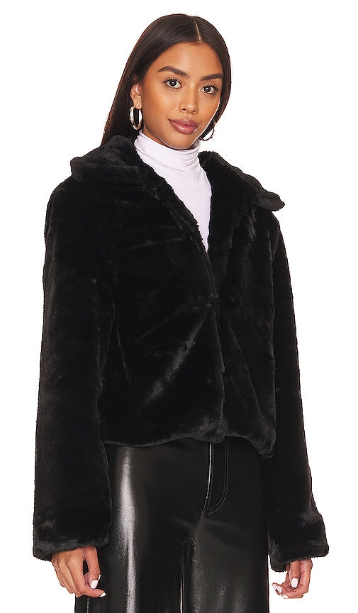 superdown Tianna Faux Fur Jacket in Black