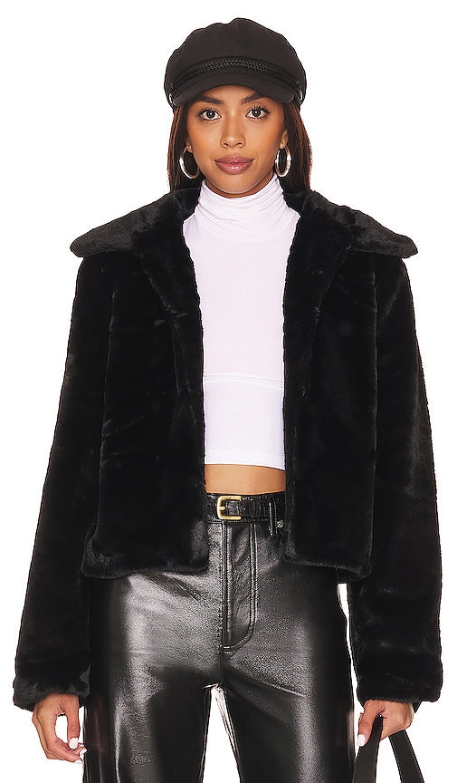 superdown Tianna Faux Fur Jacket in Black - superdown - Veste en fausse fourrure Tianna en noir - superdown Tianna 黑色人造毛皮夹克 - Superdown Tianna Kunstpelzjacke in Schwarz - superdown Tianna 인조 퍼 재킷 - Giacca in pelliccia sintetica Tianna superdown in nero