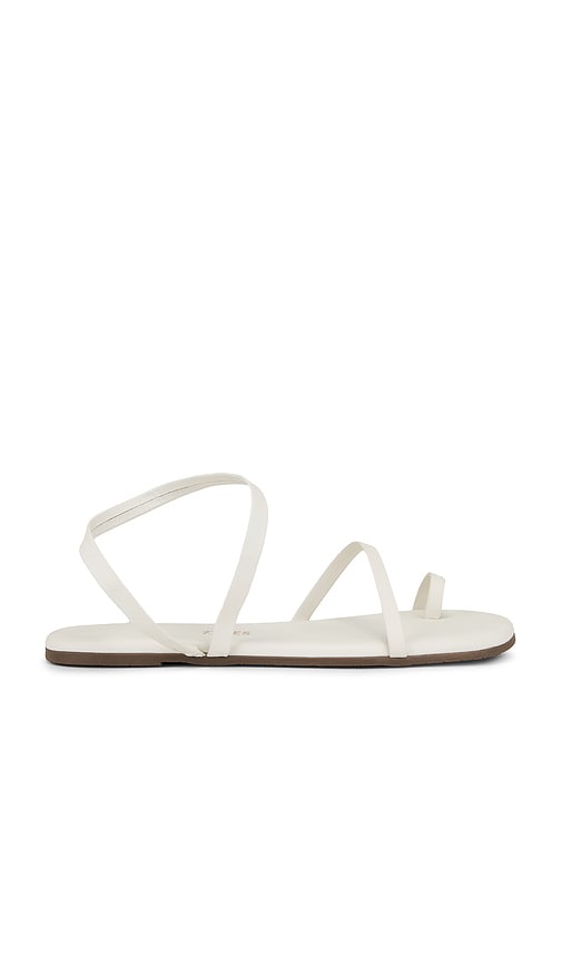 TKEES Mia Napa Sandal in White | Cream Strappy Flats for Women