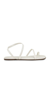 TKEES Mia Napa Sandal in White | Cream Strappy Flats for Women