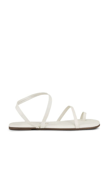 TKEES Mia Napa Sandal in White | Cream Strappy Flats for Women