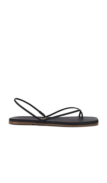 TKEES Square Toe Millie Sandal in Black | Sable Flat Sandals for Women