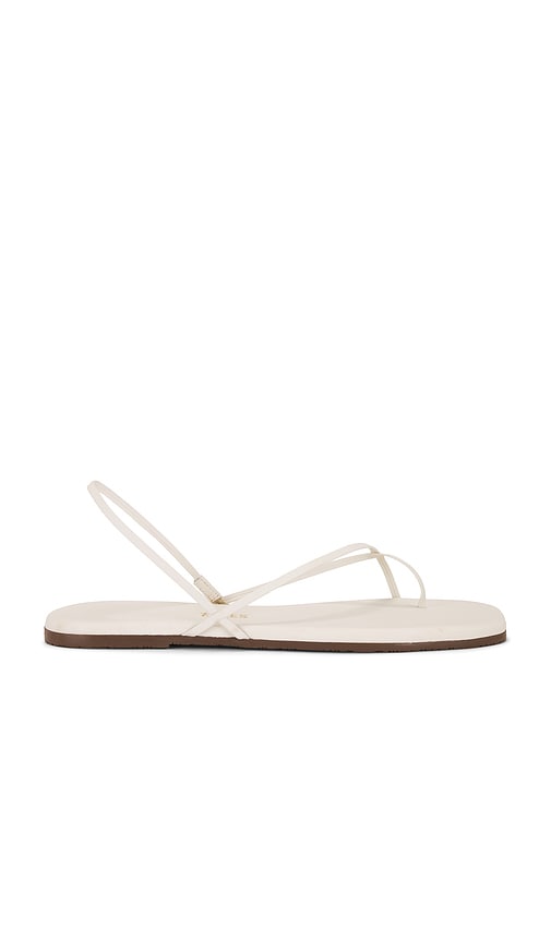 TKEES Square Toe Millie Sandal in Cream | Cream Flat Sandals for Women