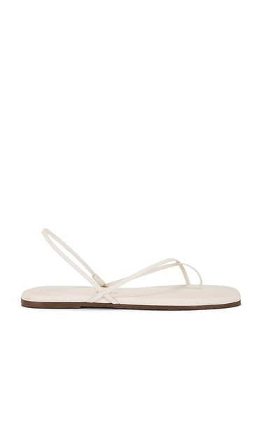 TKEES Square Toe Millie Sandal in Cream | Cream Flat Sandals for Women