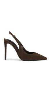 Tony Bianco Asti Slingback Pump in Chocolate | Espresso Suede Sling Back Heels for Women