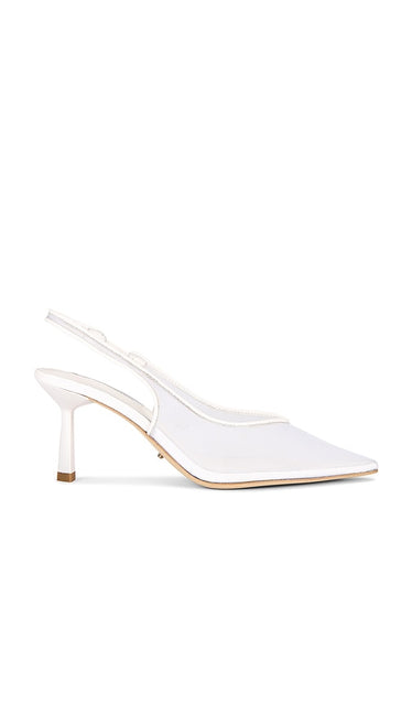 Tony Bianco Breeze Slingback Pump in White | White Nylon Sling Back Heels for Women