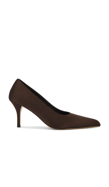 Tony Bianco Chloe Pump in Chocolate | Chocolate Satin Pump Heels for Women
