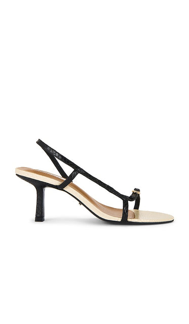 Tony Bianco Christine Sandal in Black | Black Snake Open Toe Heels for Women