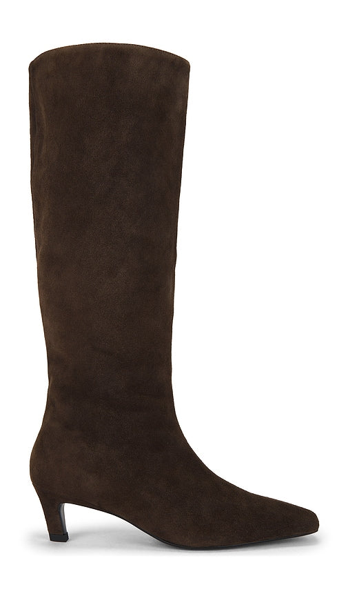 Tony Bianco Evysa Boot in Chocolate | Espresso Suede Heeled Boots for Women