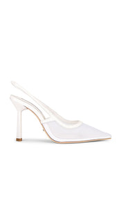 Tony Bianco Glide Slingback Pump in White | White Nylon Sling Back Heels for Women