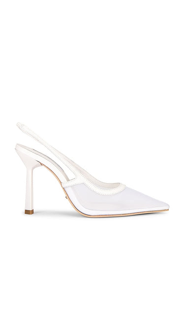 Tony Bianco Glide Slingback Pump in White | White Nylon Sling Back Heels for Women
