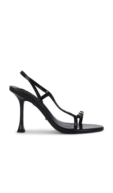 Tony Bianco Lush Sandal in Black | Black Hi Shine Open Toe Heels for Women