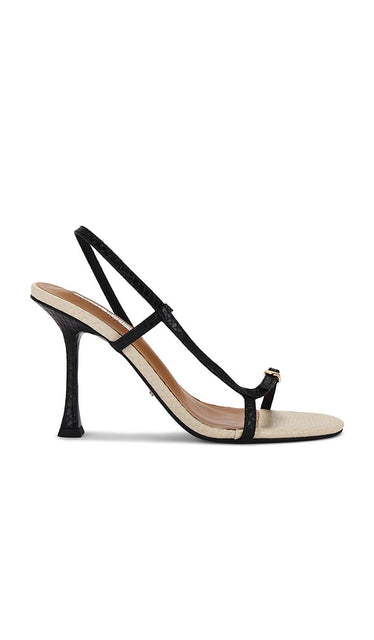 Tony Bianco Lush Sandal in Black | Black Snake Open Toe Heels for Women