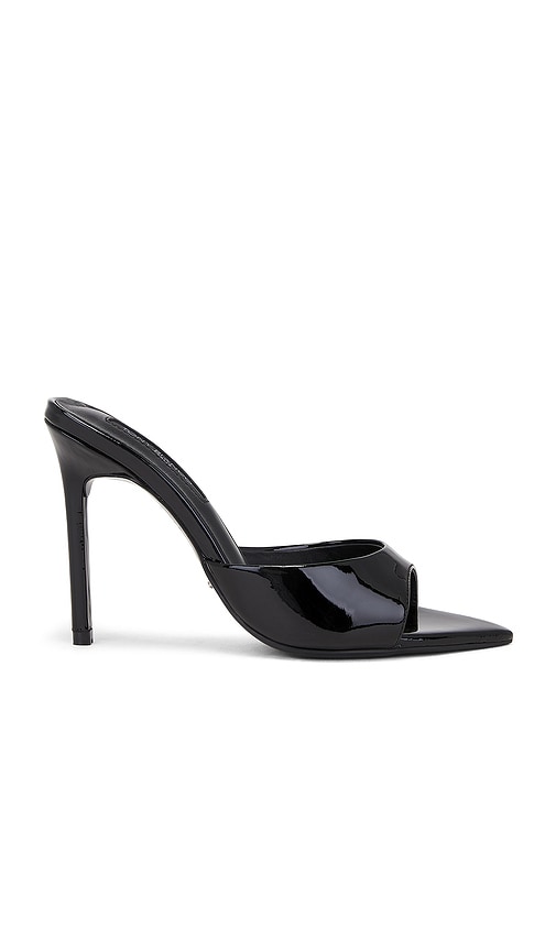 Tony Bianco Malibu Mule in Black | Black Patent Open Toe Mules for Women