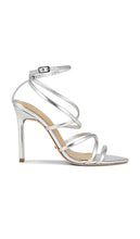Tony Bianco Marcy Sandal in Metallic Silver | Silver Nappa Metallic Strappy Sandals for Women
