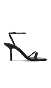 Tony Bianco Mariah Sandal in Black | Black Hi Shine Open Toe Heels for Women