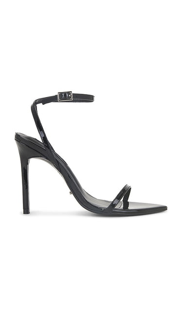 Tony Bianco Micky Sandal in Black | Black Patent Open Toe Heels for Women