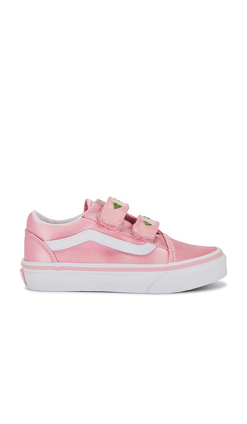 Vans Kids Old Skool V in Pink | Satin Rose Pink & True White Shoes for Women