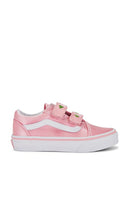 Vans Kids Old Skool V in Pink | Satin Rose Pink & True White Shoes for Women