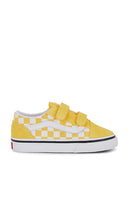 Vans Toddler Old Skool V in Yellow | Checkerboard Banana Cream Shoes for Women