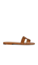 Veronica Beard Via Slide in Cognac | Honey Flat Sandals for Women