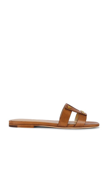 Veronica Beard Via Slide in Cognac | Honey Flat Sandals for Women