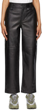 032c Black Leather Work Pants - Pantalon de travail en cuir noir 032C - 032C 검은 가죽 작업 바지