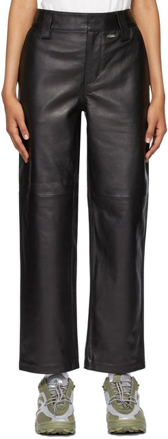 032c Black Leather Work Pants - Pantalon de travail en cuir noir 032C - 032C 검은 가죽 작업 바지