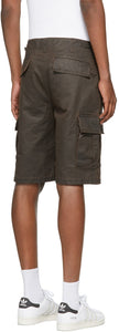 032c Brown Embroidered Logo Cargo Shorts