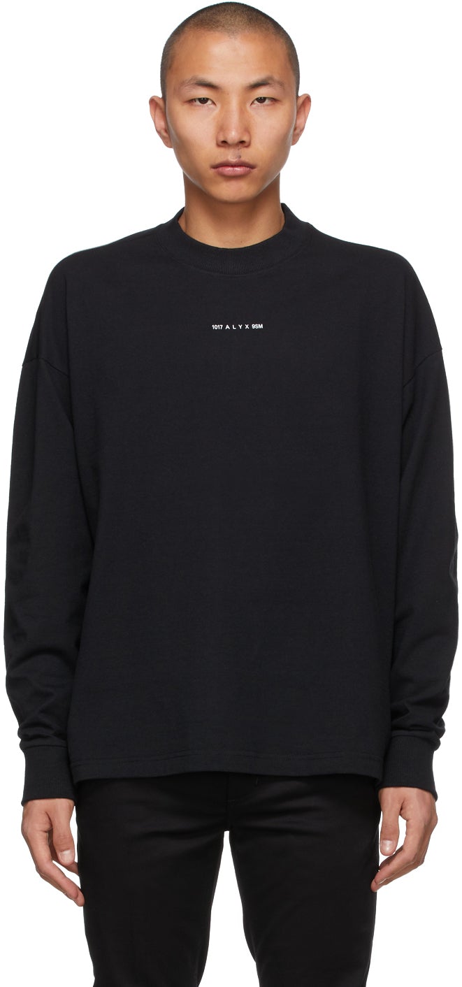 1017 ALYX 9SM Black Visual Logo Long Sleeve T-Shirt - 1017 T-shirt à manches longues Visuelle Visuelle Noire Alyx 9SM - 1017 ALYX 9SM 블랙 비주얼 로고 긴 소매 티셔츠