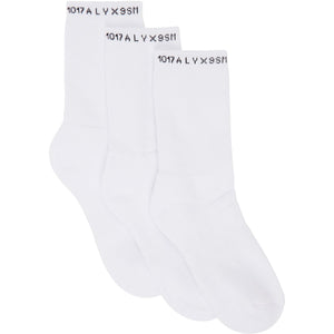 1017 ALYX 9SM Three-Pack White Logo Socks - 1017 Chaussettes de logo blanc à trois paquets ALYX 9SM - 1017 ALYX 9SM 3 팩 화이트 로고 양말