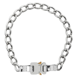 1017 ALYX 9SM SSENSE Exclusive Silver Chain and Leather Buckle Necklace