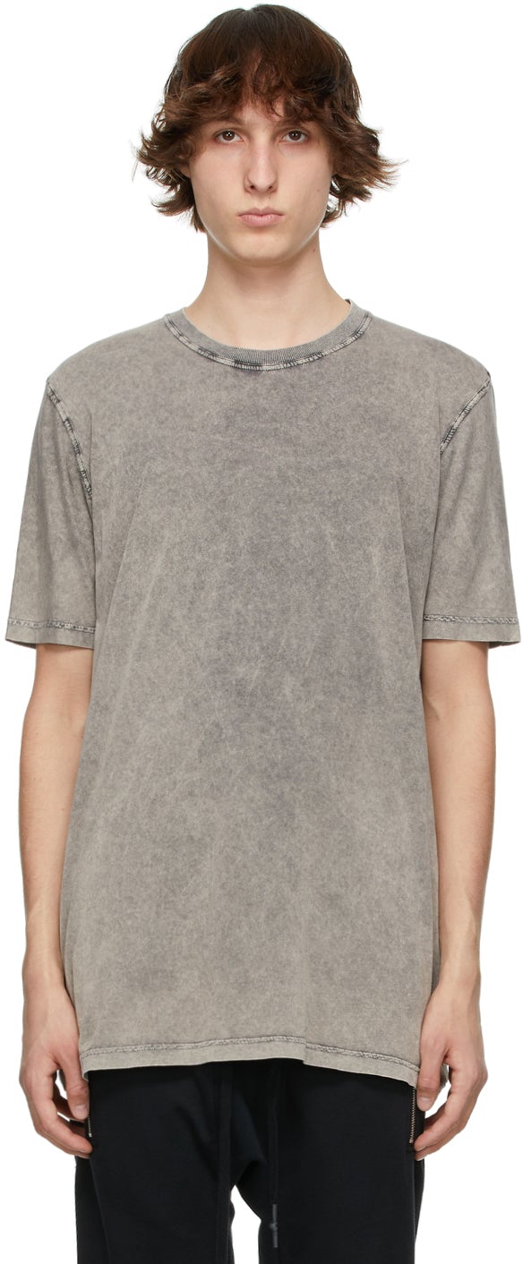 11 by Boris Bidjan Saberi Grey Acid Basic T-Shirt - 11 de Boris Bidjan Saberi Grey Acid T-shirt de base - 11 Boris bidjan 사드 라 그라스 산성 기본 티셔츠
