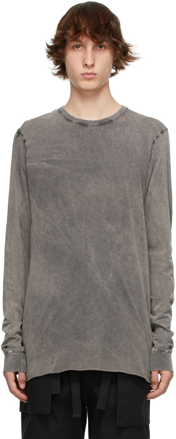 11 by Boris Bidjan Saberi Grey Acid LS1B Long Sleeve T-Shirt - 11 de Boris Bidjan Saberi T-shirt à manches longues LS1B LS1B - 11 boris bidjan saberi 그레이 산성 LS1B 긴 소매 티셔츠