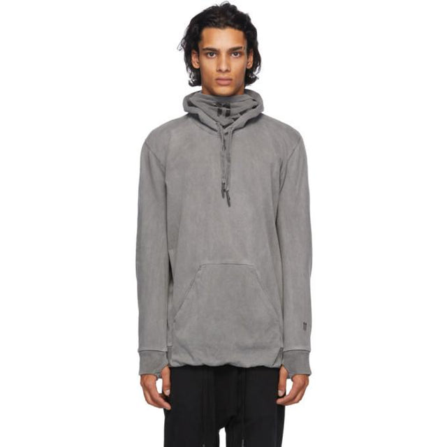 11 by Boris Bidjan Saberi Grey Embroidered Logo Hoodie